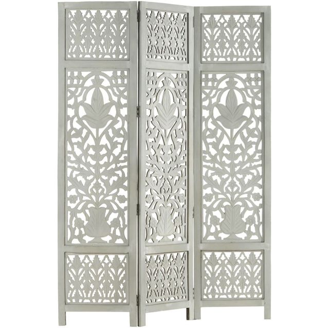 3-paneelinen tilanjakaja täysi mangopuu harmaa 120x165 cm_1