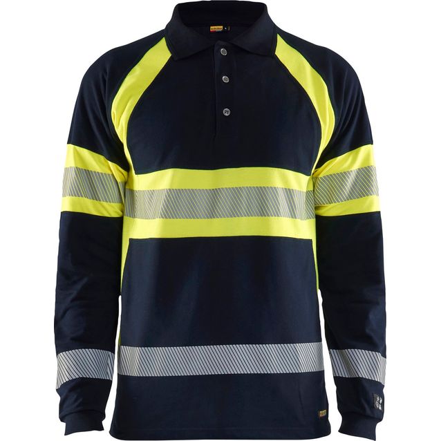 Pitkähihainen pikeepaita Blåkläder 3438 Multinorm mariininsininen/keltainen