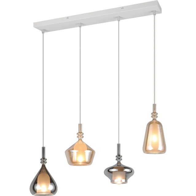 Riippuvalaisin Trio Aldea 4-osainen, E14, meripihka/kromattu