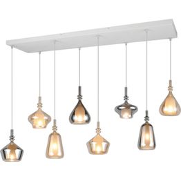 Riippuvalaisin Trio Aldea 8-osainen, 115cm, E14, meripihka/kromattu