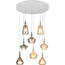 Riippuvalaisin Trio Aldea 8-osainen, 60cm, E14, meripihka/kromattu