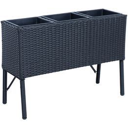 Kukkalaatikko Home4You WICKER 78x33xK54 cm, musta