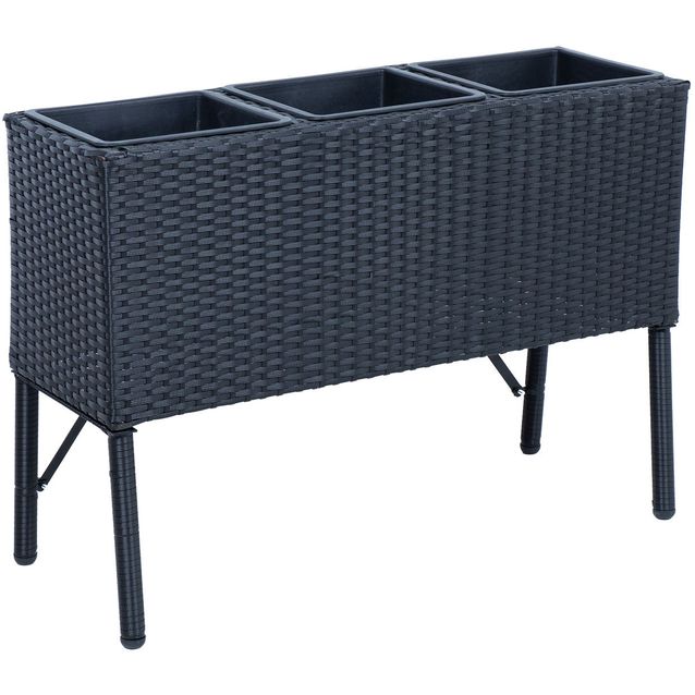 Flower box WICKER 78x33xH54cm, black