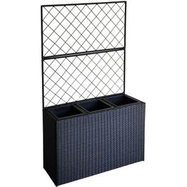 Kukkalaatikko Home4You WICKER säleiköllä 83x29xK55/146 cm, musta