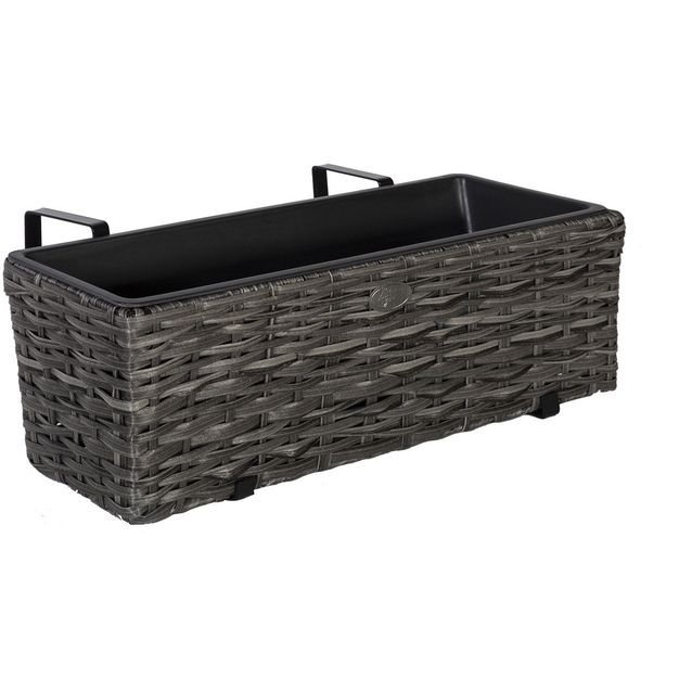 Balcony flower box WICKER 60x19xH18cm, grey