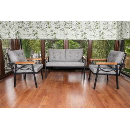 Oleskeluryhmä Linento Garden Damla 4-istuttava musta/harmaa