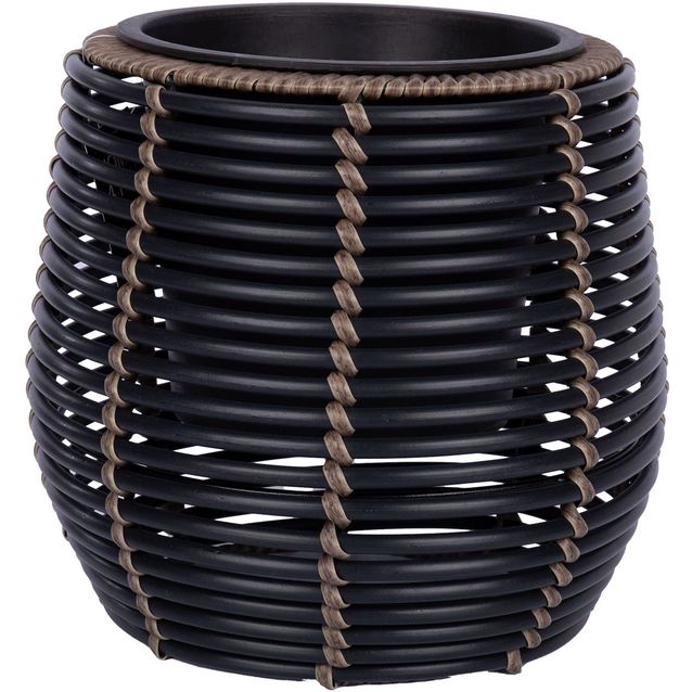 Plant holder WICKER D28xH26cm, black/brown