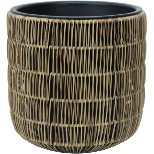 Planter WICKER D35xH36cm, light brown