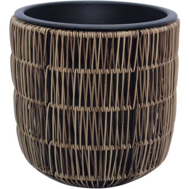 Planter WICKER D27xH28cm, light brown
