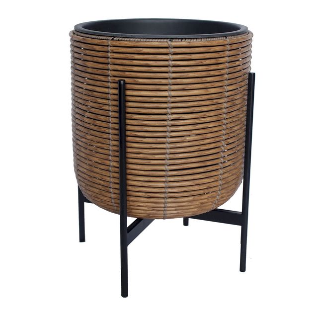 Kukkaruukku Home4You Wicker jalustalla 38x38x49cm, ruskea 
