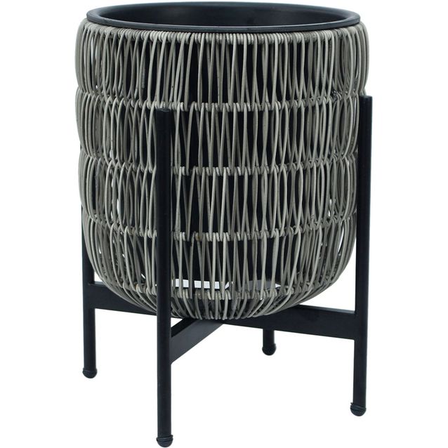 Kukkaruukku WICKER telineellä harmaa/musta/vaaleanruskea, eri värejä