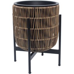 Kukkaruukku Home4You WICKER telineen kanssa 30x30xK38 cm, vaaleanruskea