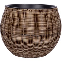 Istutuslaatikko Home4You WICKER Ø40xK32 cm, vaaleanruskea