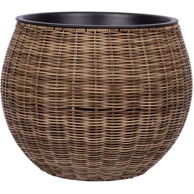 Planter WICKER D40xH32cm, light brown