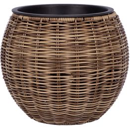 Istutuslaatikko Home4You WICKER Ø26xK22 cm, vaaleanruskea