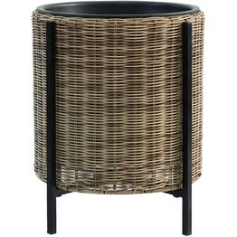 Istutuslaatikko Home4You WICKER jalustalla Ø39xK45 cm, vaaleanruskea