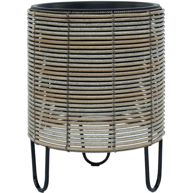 Planter WICKER D36xH48cm, beige-grey