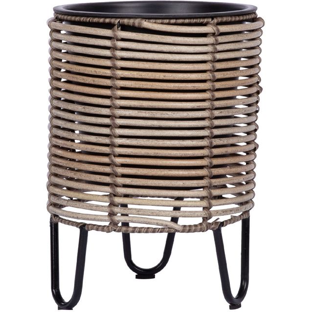 Planter WICKER D25xH35cm, beige-grey