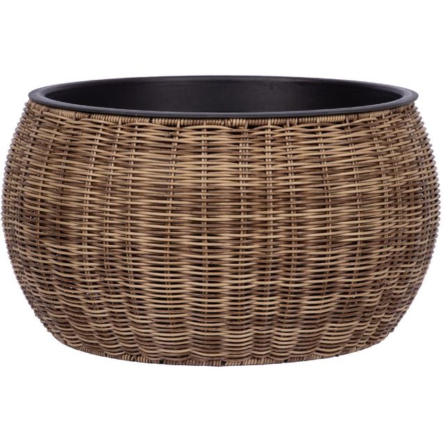 Planter WICKER D48xH26cm, light brown