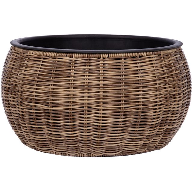 Planter WICKER D37xH19cm, light brown
