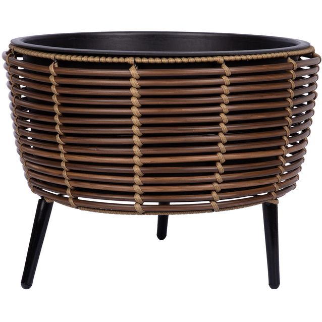 Planter WICKER 44x44xH34cm, brown