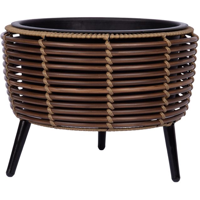 Planter WICKER 36x36xH27cm, brown