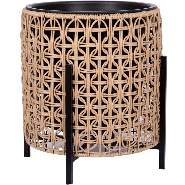 Planter WICKER with stand 39x39xH42cm, light brown
