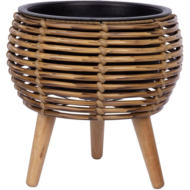 Planter WICKER 28x28xH28cm, light brown