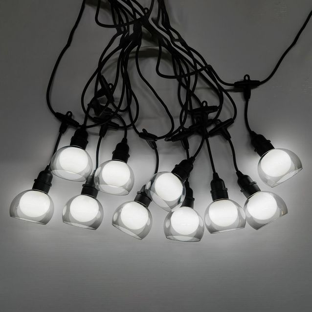 Party lights FLICKER 10-LED bulbs / 4,5m, cold white light