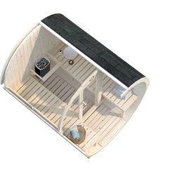 Tynnyrisauna Palmako Anita 1,3+0,7 m², ikkunoilla