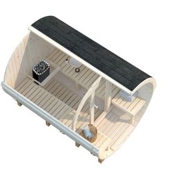 Tynnyrisauna Palmako Anita 1,6+0,7 m², ikkunoilla