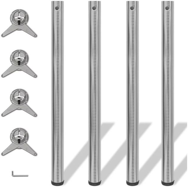 4 korkeussäädettävää pöydän jalkaa harjattu nikkeli 870mm_1