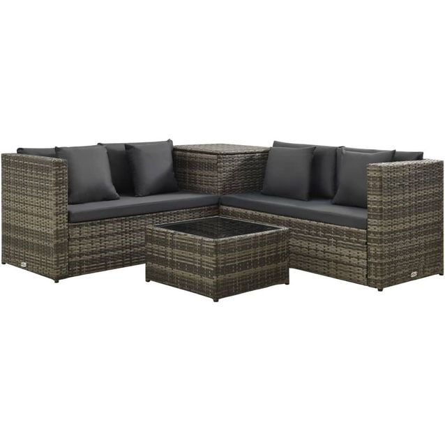 4-osainen puutarhan oleskeluryhmä tyynyillä polyrottinki_1