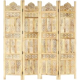 4-paneelinen tilanjakaja 160x165 cm täysi mangopuu