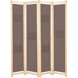 4-paneelinen tilanjakaja ruskea 160x170x4 cm kangas
