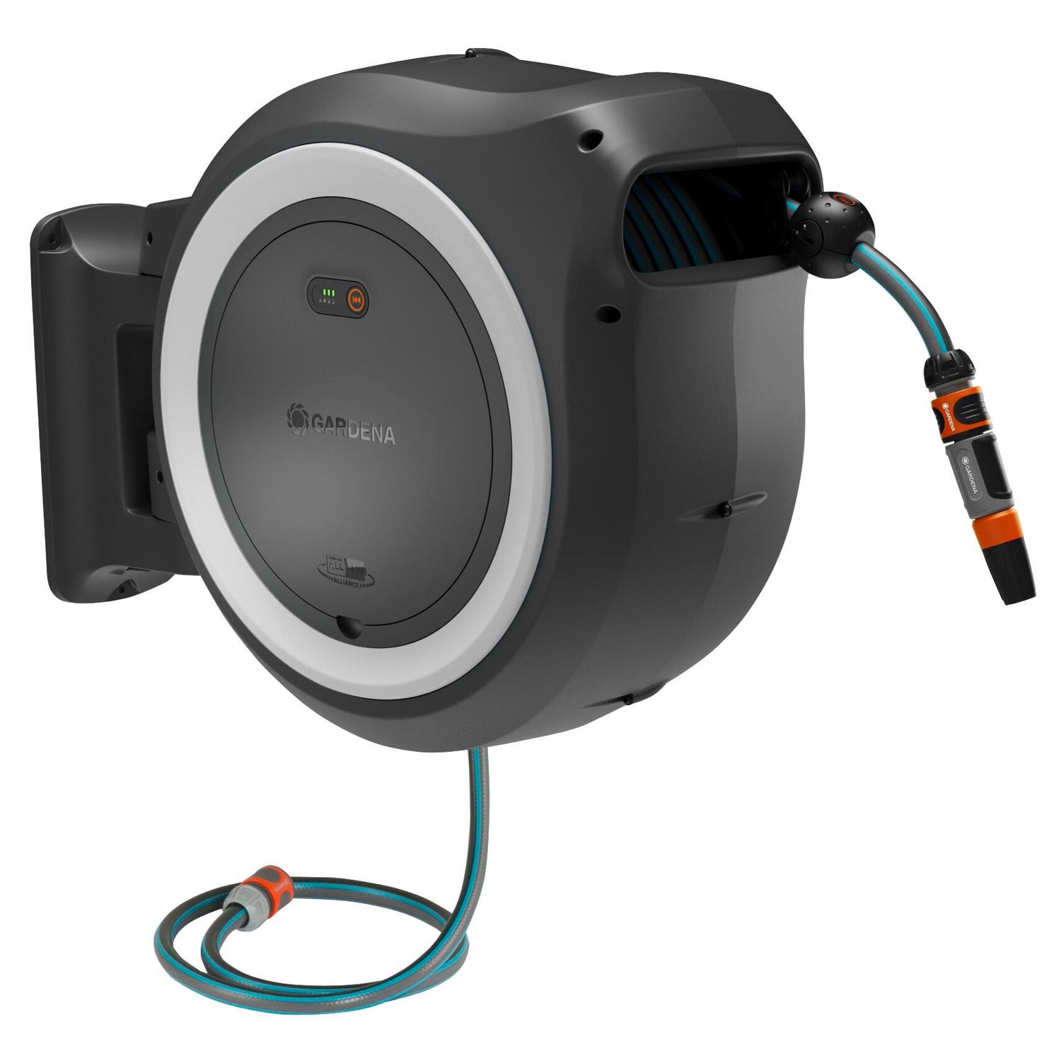 Akkutoiminen seinäletkukela Gardena PowerRoll XXL Solo 40m valkoinen 18V ilman akkua