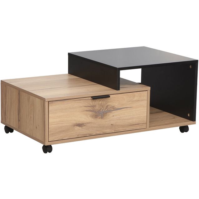 Coffee table HANNES 90x50xH40cm, rustic / black melamine