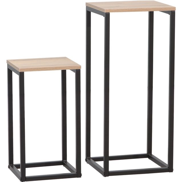 Side table HANNES 2pcs set 26x26xH60cm, 22x22xH40cm, rustic melamine