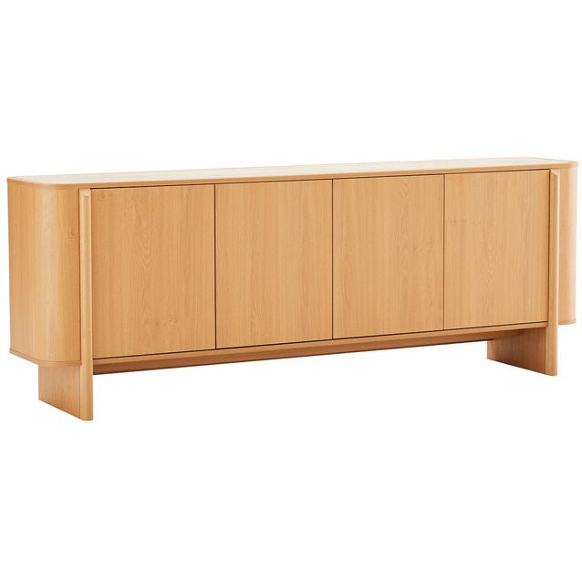 Sideboard MORBEN 202,5x42xH75cm, melamine with oak decor