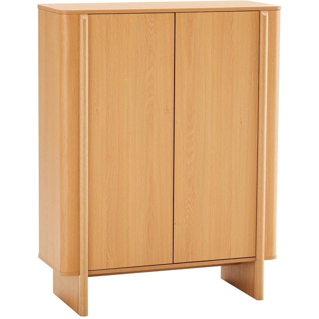 Highboard MORBEN 100x42xH130cm, melamine with oak decor