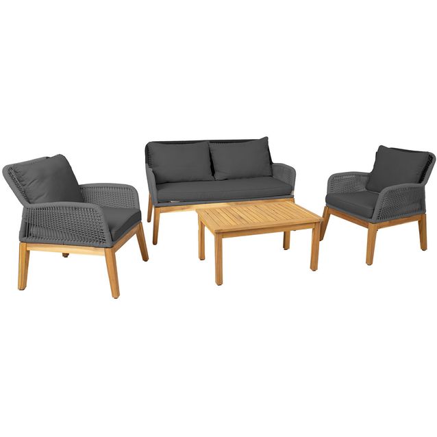 Garden furniture set FLORIDA table, sofa and 2 armchairs, grey