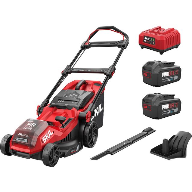 Akkuruohonleikkuri Skil 0135 BA 38 cm 2x20V 2x4,0 Ah akuilla