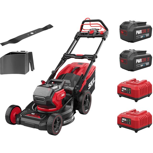 Akkuruohonleikkuri Skil 0151 BA XP Pro 46 cm 2x20V 2x4,0 Ah akuilla