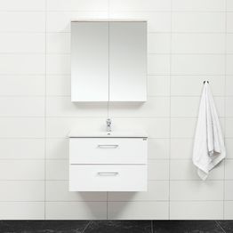 Kylpyhuoneryhmä 4AQUA Slim 1 80, peilikaapilla, mattavalkoinen