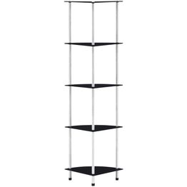 5-kerroksinen hylly musta 30x30x130 cm karkaistu lasi