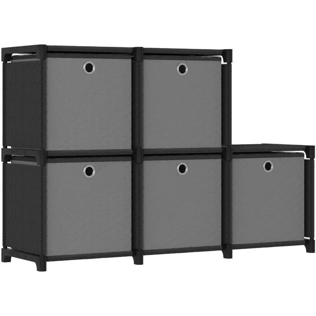 5 kuution esittelyhylly + laatikot musta 103x30x72,5 cm_1