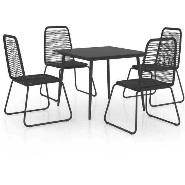 5-osainen ruokailuryhmä pvc rottinki musta_1