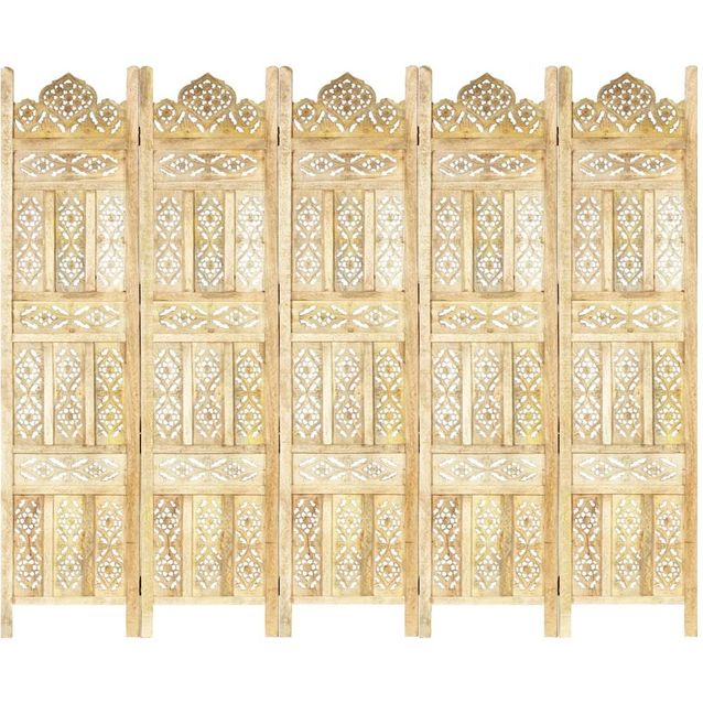 5-paneelinen tilanjakaja 200x165 cm täysi mangopuu_1