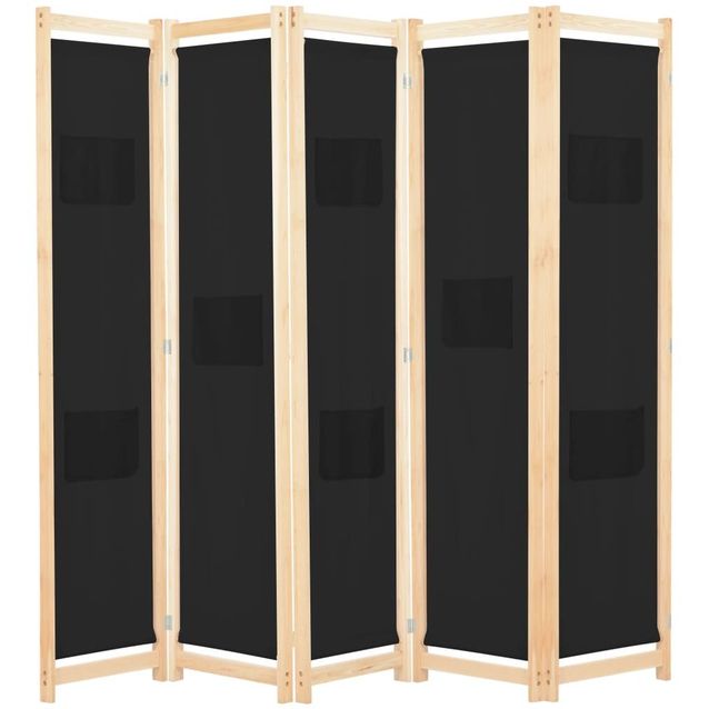 5-paneelinen tilanjakaja musta 200x170x4 cm kangas_1