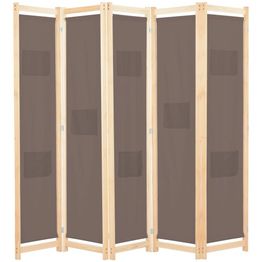 5-paneelinen tilanjakaja ruskea 200x170x4 cm kangas